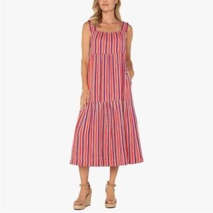 NWT! Liverpool rainbow colorful striped knit midi dress M